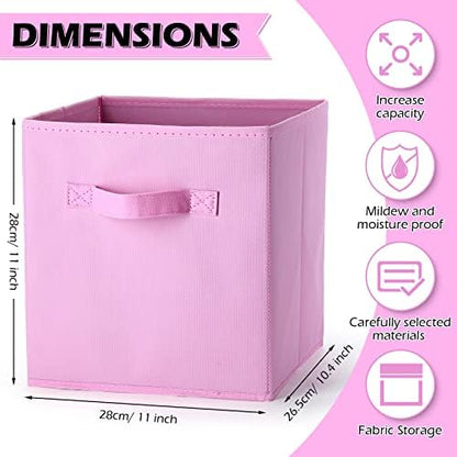 Gerrii 11 Inch Fabric Storage Cubes - 12 Pack Sturdy Collapsible Bins with Handle - Foldable Baskets for Organizing Clothes, Toys, Books -12 Colors Storage Baskets for Shelves, Room, Closets - Image 2