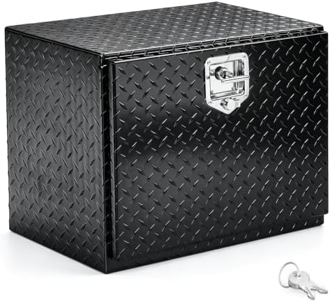 TUFFIOM Underbody Truck Box, 24"×17"×18" Heavy Duty Aluminum Diamond Plate Trailer Tool Box w/Lock Keys, Truck Bed Tool Box, Tool Storage Organizer Chest for Pick up,ATV,RV Trailer by TUFFIOM
