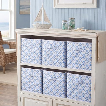 Geelin 6 Pcs Blue Bow Seashell Storage Bin 11 in Storage Basket with Handle - Image 4