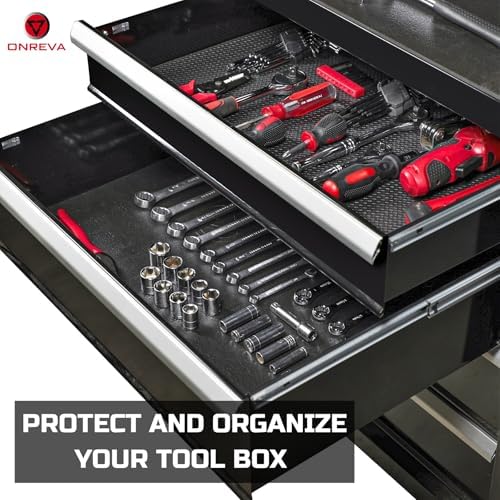 ONREVA Tool Box Liner 30 inch Wide x 12 ft Large, Thick Heavy Duty Toolbox Drawer Liners, Rolling Tool Chest Foam Mat, Shelf Rubber Mat, Black Non-Slip Organizer Pad for Cabinet, Workbench - Image 3