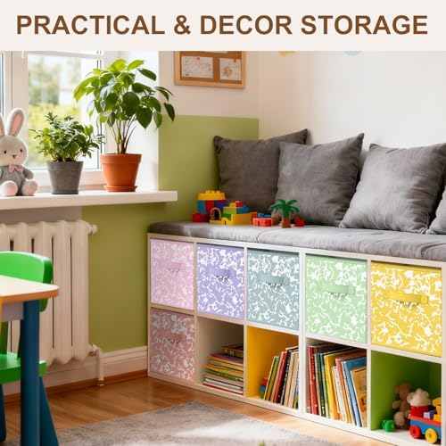 LemonRoad 6 Fabric Cube Storage Bin 11'' Classroom Bin, Macaron, Classic - Image 5