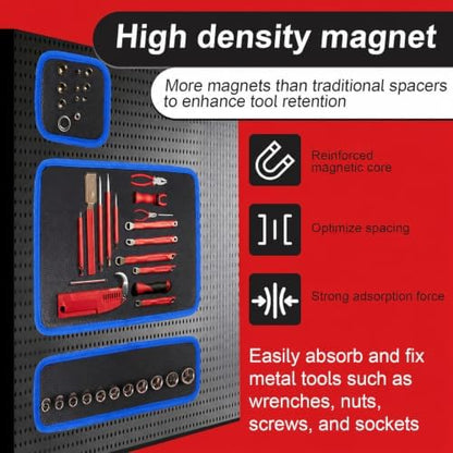 Magnetic Tool Mat Set, Heavy-Duty Magnetic Parts Holder with 4 Sizes Non-Slip Trays, Suitable for Auto Repair and Workshop Organization, Mens Gifts for Mechanics, Car & DIY Enthusiasts (Blue) - Image 3