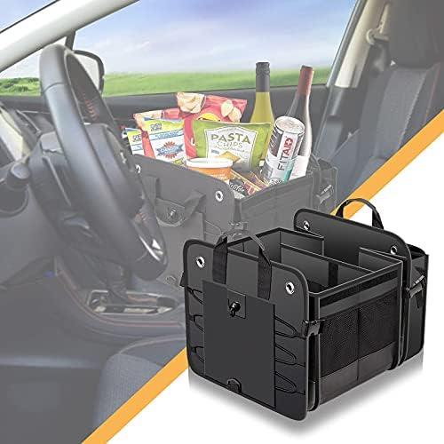Car Trunk Organizer with Lid & Removable Leakproof Cooler Bag，Foldable Cover,Large Trunk Organizers,Multi-Compartment Collapsible Cargo Storage Organizer for SUV,Van,Truck,Sedan(3 Compartments,Black) - Image 3