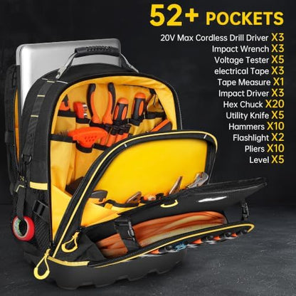 Tool Backpack Heavy Duty with 52 Pockets, 41L Large HVAC Tool Bag Backpack - Image 2