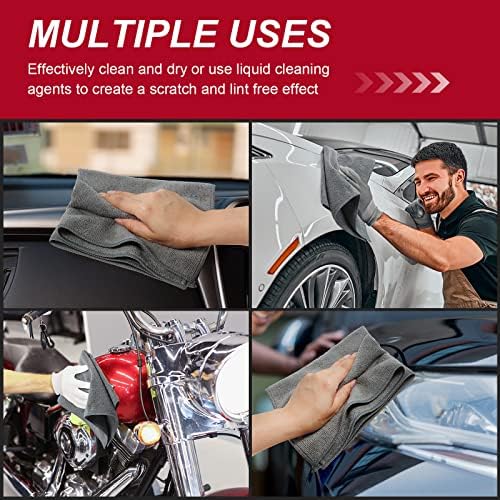 Oudain 200 Pcs Microfiber Cleaning Cloth 16x16 Inch Microfiber Towels for Car Ultra Absorbent Cleaning Rags Reusable Lint Free Streak Free Detailing Towel for Car Washing Drying Dusting (Gray) - Image 5