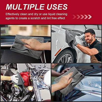 Oudain 200 Pcs Microfiber Cleaning Cloth 16x16 Inch Microfiber Towels for Car Ultra Absorbent Cleaning Rags Reusable Lint Free Streak Free Detailing Towel for Car Washing Drying Dusting (Gray) - Image 5