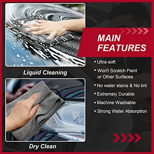 Oudain 200 Pcs Microfiber Cleaning Cloth 16x16 Inch Microfiber Towels for Car Ultra Absorbent Cleaning Rags Reusable Lint Free Streak Free Detailing Towel for Car Washing Drying Dusting (Gray) - Image 4