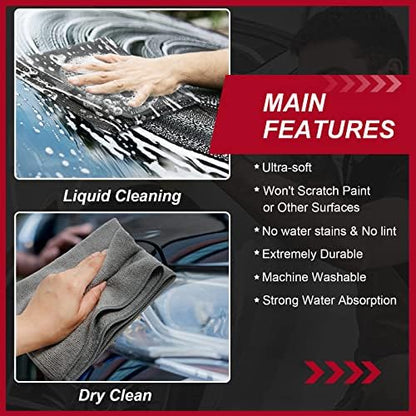 Oudain 200 Pcs Microfiber Cleaning Cloth 16x16 Inch Microfiber Towels for Car Ultra Absorbent Cleaning Rags Reusable Lint Free Streak Free Detailing Towel for Car Washing Drying Dusting (Gray) - Image 4