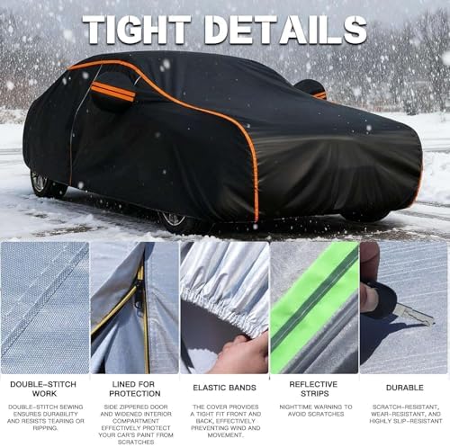 Car Cover Waterproof for Opel Mokka, 2012-2025, Full Car Covers with Door Zipper Outdoor Large Auto Cover Scratchproof Snow Rain UV Dust Resistant - Image 5