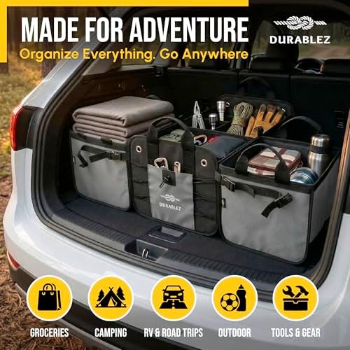 Extra Large Car Trunk Organizer - Trunk Storage - Modular Detachable Configurable Collapsible - for SUV Minivan Truck Sedan Van - 4 Compartment XXL, Gray - Image 3