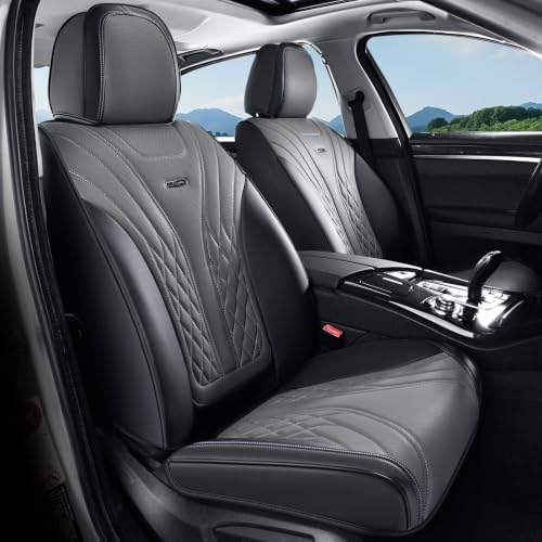 Coverado Car Seat Covers, Car Seat Covers Front Seats, 2-Pack Front Seat Cover, Nappa Leather Waterproof Seat Covers, Car Seat Protectors, Automotive Seat Covers Universal Fit for Most Vehicles by COVERADOAUTO