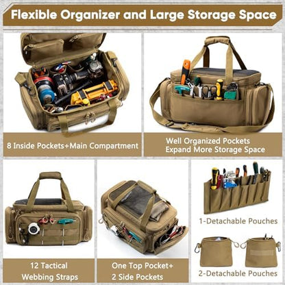Heavy Duty Tool Bag Organizer with Strong Magnets & Detachable Pouches, Tactical Tool Tote for Men, Multiple Pockets, Anti-Friction Bottom Utility Tool's Bag for Electrician,Mechanic - Image 4