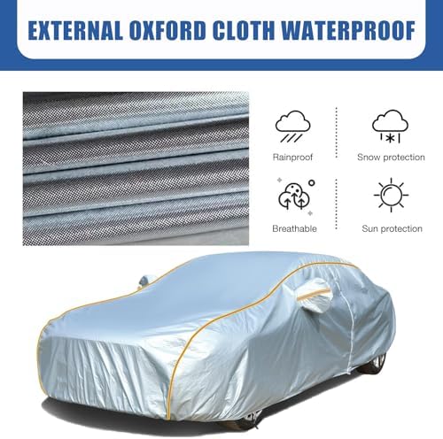 Full Car Cover for AlfaRomeo Giulietta Hatchback,Full Exterior Covers Breathable Waterproof Dustproof Sun Protection Snowproof with Reflective Strip and Zipper Door - Image 4
