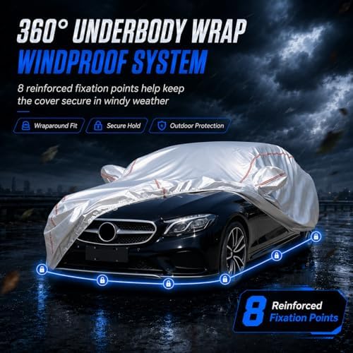 Car Cover Waterproof All Weather, 8-Point Fastening for Benz E-Class - Image 2