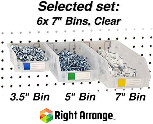 Pegboard Bins – 6 Pack Clear Extra Large - Hooks to Any Peg Board - Organize Hardware, Accessories, Attachments, Workbench, Garage Storage, Craft Room, Tool Shed, Hobby Supplies, Parts - Image 4