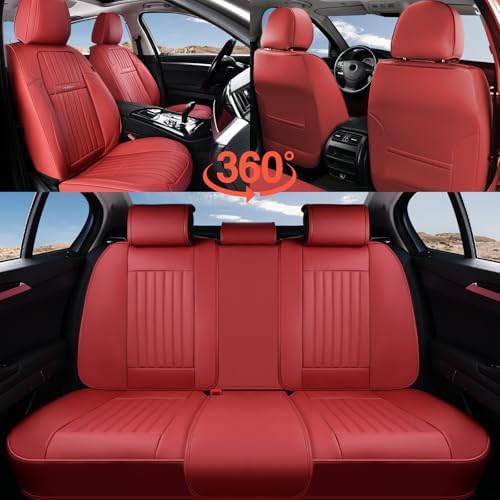 Coverado Car Seat Covers Front Seats, Seat Covers for Cars, Car Seat Protector, 2-Pack Car Seat Cushion Nappa Leather, Waterproof Seat Covers Carseat Cover Universal Fit for Most Cars Trucks(Red) - Image 6