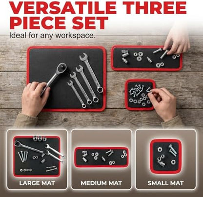 2026 Magnetic Tool Mat Set,Flexible Magnetic Tool Mats,Heavy Duty Non-Slip Parts Trays Suitable for Garage, Workshop & Auto Repair, Organize Wrenches, Screws & Bolts (Red Set) - Image 2
