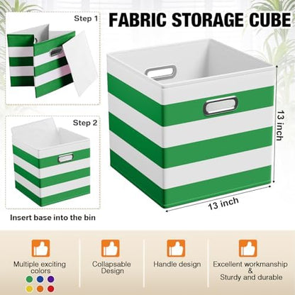 CroBlissful 13 Inch 6 Pcs Fabric Storage Cubes with Handle, Dark Color - Image 3