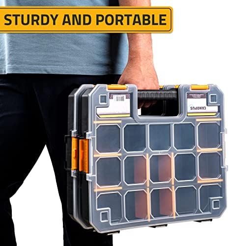 CANOPUS Craft Organizer, Set of 2 Interlocking Cases with Adjustable Compartments, Briefcase-Type Hardware & Parts Organizer, Toolbox Set for Bolts, Nails, Screws, and Other Small Parts - Image 6