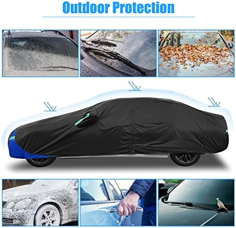 X AUTOHAUX 3XL Car Cover Waterproof Snowproof All Weather for Car Outdoor Full Car Cover Rain Sun Protection Universal Fit for Sedan 186"-193" - Image 2