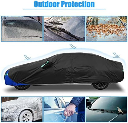 X AUTOHAUX 3XXL Car Cover Waterproof Snowproof All Weather for Car Outdoor Full Car Cover Rain Sun Protection Universal Fit for Sedan 194"-208" - Image 2