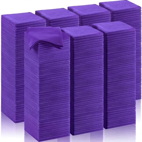 Oudain 200 Pcs Microfiber Cleaning Cloth 16x16 Inch Microfiber Towels for Car Ultra Absorbent Cleaning Rags Reusable Lint Free Streak Free Detailing Towel for Car Washing Drying Dusting (Purple) by Oudain