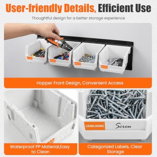16pc Wall-Mounted Storage Organizer Set with Metal Rails White - Image 6