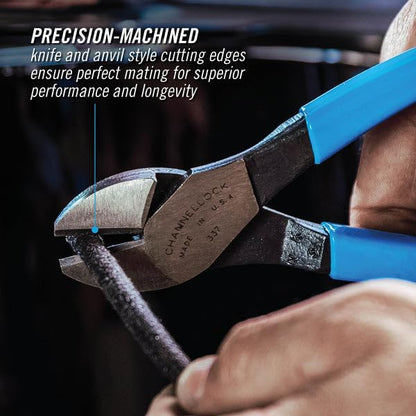 Channellock Diagonal Cutting Plier E337 - Lap XLT Joint, Code Blue Grips - 7-Inch - Image 4