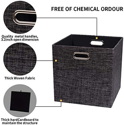 Posprica Collapsible Storage Cubes,11×11 Heavy Duty Fabric Stroage Basket Bins, 4pcs,Black - Image 2