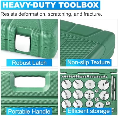 58PCS Oil Filter Wrench Set Stainless Steel 1/2" Drive Cup Remover Tool - Image 7