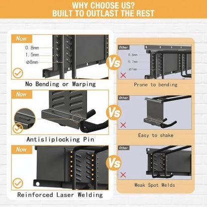CBWLWJ 64 Inch Garage Tool Organizer Wall Mount, Heavy Duty Steel Storage Rack with 10 Adjustable Hooks, 680 lbs Capacity for Garage, Shed, Basement, Workshop,（Black） - Image 5