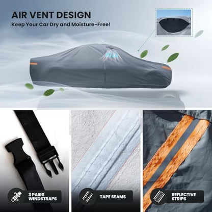 Waterproof MG MGB (1966-1980)(1966-1980) Car Cover with Breathable Vents, [Upgrade] Premium Covers with Cotton Liner and Zipper Door,Sun Rain Snow Dust Uv Protection.(Gift with Towel) - Image 5
