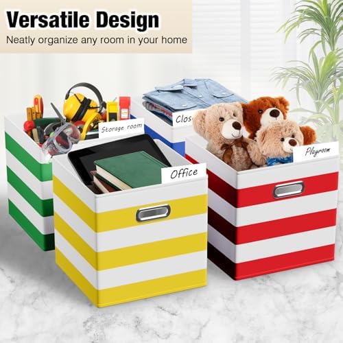 CroBlissful 13 Inch 6 Pcs Fabric Storage Cubes with Handle, Dark Color - Image 4