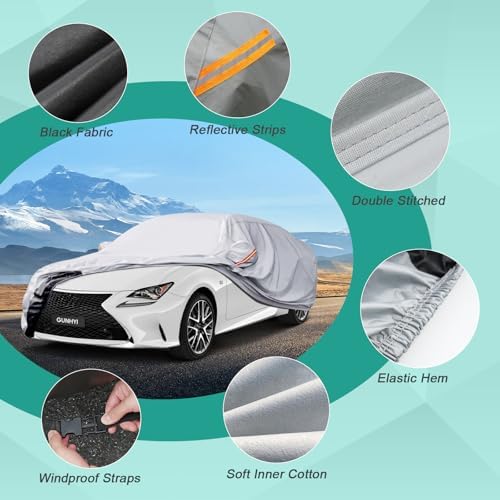GUNHYI Waterproof 6-Layer Sedan Car Cover,Size A4 (See Size Chart) - Image 6