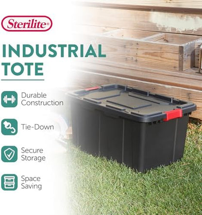 Sterilite Industrial Storage Tote with Lids for Garage, 27 Gallon, 12-Pack - Image 2