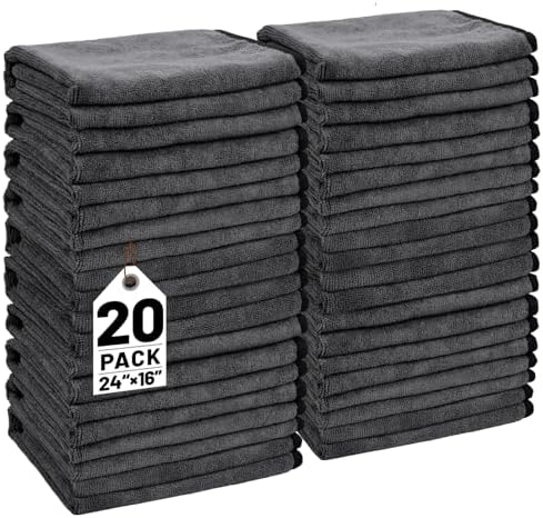 20 Pack Microfiber Towels for Cars, 24" x 16" Dual-Sided Car Drying Towel by UZLUbuywithconfidence