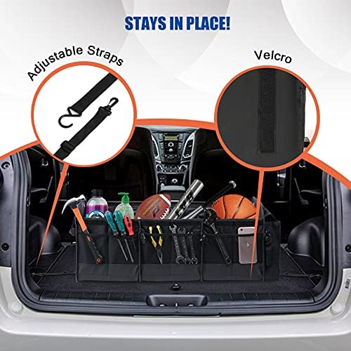 Car Trunk Organizer with Lid & Removable Leakproof Cooler Bag，Foldable Cover,Large Trunk Organizers,Multi-Compartment Collapsible Cargo Storage Organizer for SUV,Van,Truck,Sedan(3 Compartments,Black) - Image 5