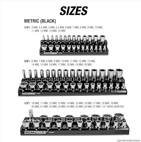 OEMTOOLS 22487 3 Piece Metric Magnetic Socket Organizers for Toolboxes, Socket Holder, Black Tool Box Organizer - Image 3