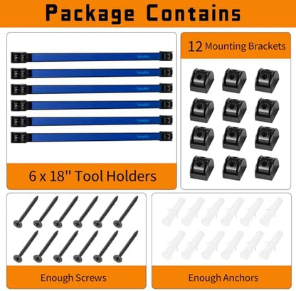 18" Magnetic Tool Holder Strip, 6 Pieces Blue Metal Tool Organizer Rack with Stainless Steel Surface, Magnet Bar for Garage Workshop, Easy To Install with Mounting Screws - Image 7