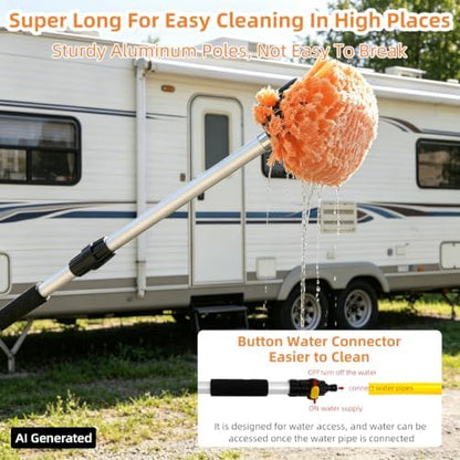 70" Car Wash Brush with Long Handle, 12-Inch Flow-Thru Soft Bristle Car Washing Brush, Wheel Brush, Microfiber Cleaning Mop, Mitt, Window Squeegee, Interior Cleaning Kit, Bag, for Car SUV Truck RV - Image 2