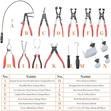 16 Pcs Hose Clamp Pliers Set, Hose Clamp Removal and Installation Tool - Image 2