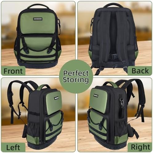 Tool Backpack Heavy Duty, Tool Bag Backpack For Men, Large Empty Toolbag Organizer with Waterproof Molded Hard Bottom, Utility Tool Laptop Storage Back Pack, HVAC Technician Electrician Construction - Image 6