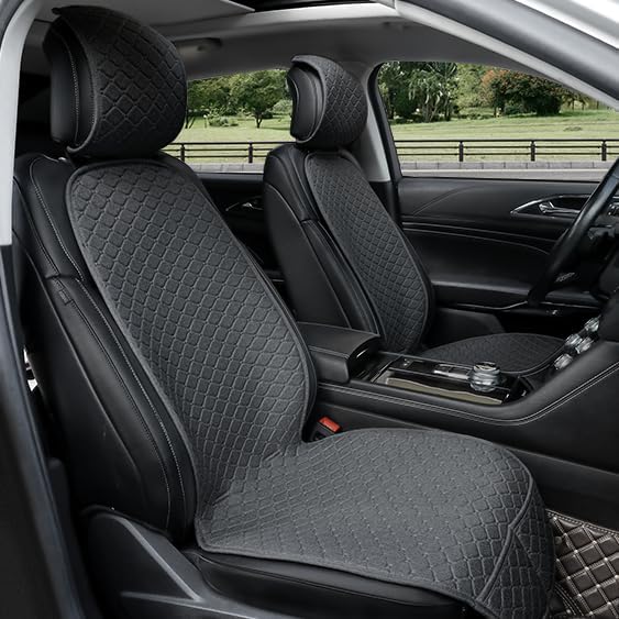 Linen Car Seat Covers for Cars, Front Car Seat Cover Protectors with Storage Bags, Anti-Slip & Soft Automotive Seat Cushion Universal Fit for Most Sedan, SUVs, Vehicles (Deep Grey) by Gloserin