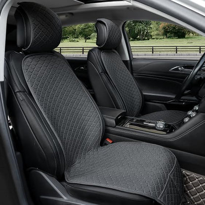 Linen Car Seat Covers for Cars, Front Car Seat Cover Protectors with Storage Bags, Anti-Slip & Soft Automotive Seat Cushion Universal Fit for Most Sedan, SUVs, Vehicles (Deep Grey) by Gloserin