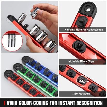 Socket Organizer Set - Socket Rail & Socket Holder with Ratchet Organizer - 240 Clips Total (84 for 1/4", 84 for 3/8", 72 for 1/2") - Socket Organizer for Tool Box Drawer. - Image 3