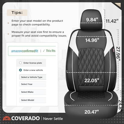 Coverado Automotive Seat Covers, Car Seat Covers Full Set, Car Seat Cover, Waterproof Seat Covers, Car Seat Protector Car Seat Cushion Interior Truck Accessories Universal Fit Most Cars, Black&White - Image 5