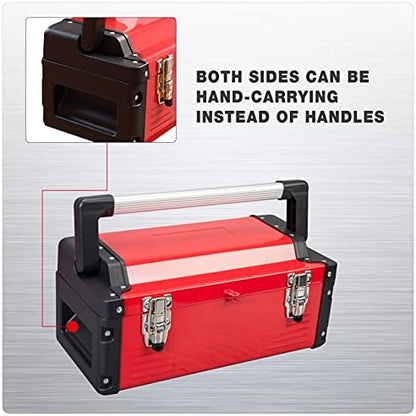 Jack Boss Metal Tool Box Steel 16" Inch Tool Organizer Box Durable Portable Tool Storage with Alum Alloy Handle Double-Lock Toolbox & Removable Tray … - Image 5