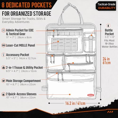 Tactical Car Seat Back Organizer for Trucks, SUVs & Vans, Mud - Image 5