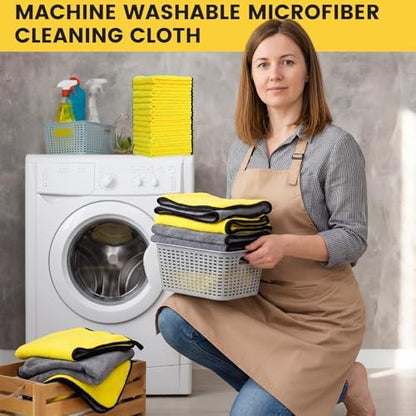 Tallew 80 Pcs Microfiber Towels:16"x16" Microfiber Drying Towels Bulk Micro Fiber Car Cleaning Cloth for Cars Drying Washing Polishing Office Windows Cleaning Household Supplies (Gray,Yellow) - Image 6