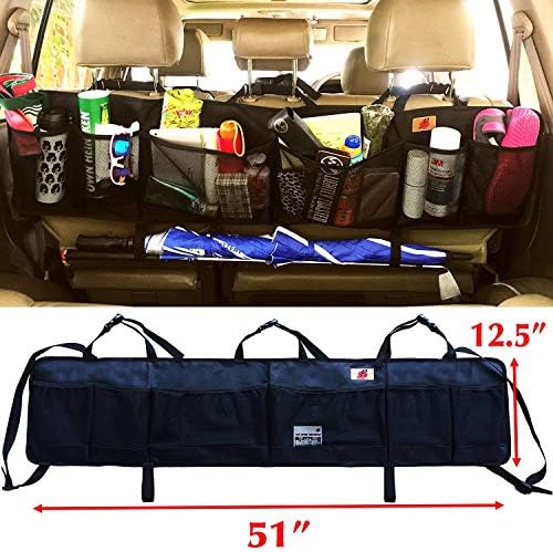 P&F HIGH QUALITY PRODUCTS SUV Trunk Organizer by P&F, Extra Large Collapsible Cargo Net Backseat Storage with Umbrella Holder Hanging for Compact Crossovers to Mid-size SUVs, CRV (black w/h - XL) - Image 4
